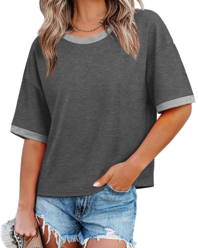 Ilara Damen-T-Shirt – Oversize Color Block, Rundhalsausschnitt & lässiger Loose Fit Top