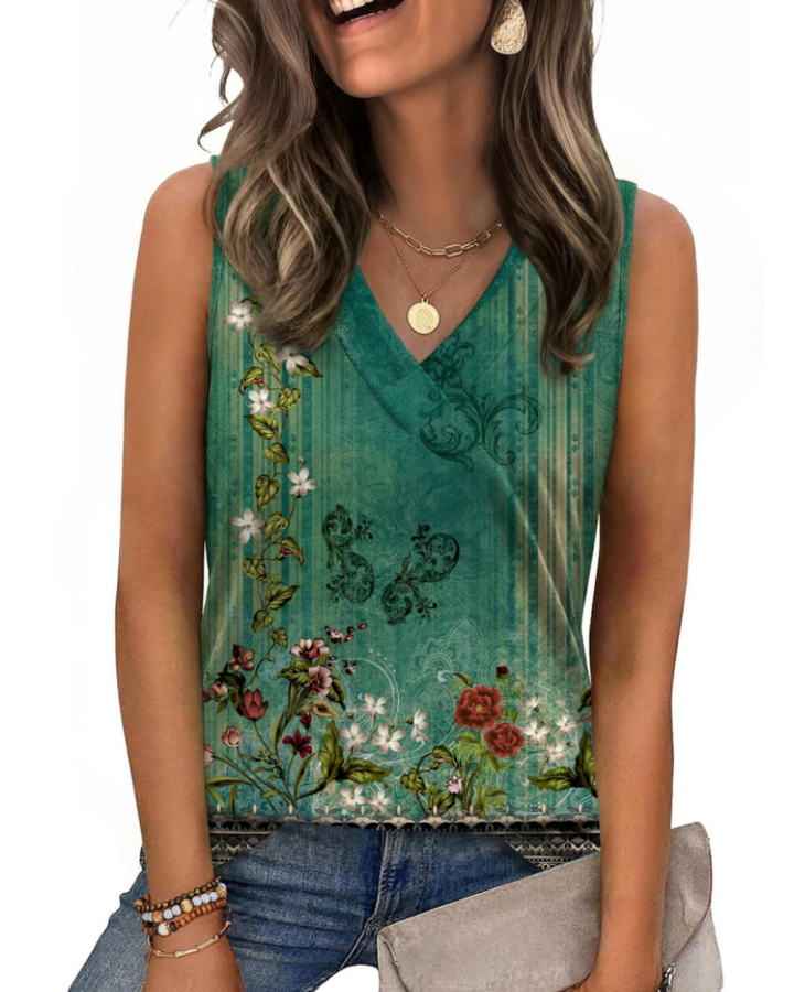 Trina Top Donna – Débardeur Col V, Coupe Ample & Blouse Casual Élégante d'Été