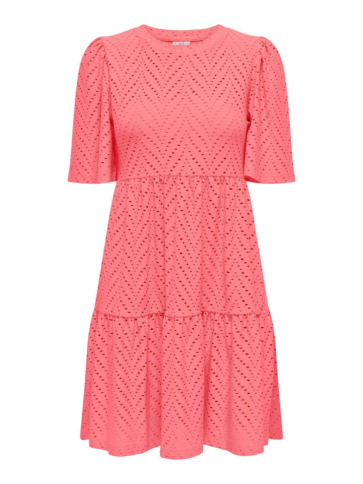 Althea Vestito Mini Donna – Maniche Corte, Motivo Traforato & A-Line Estivo