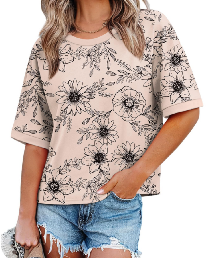 Ilara Damen-T-Shirt – Oversize Color Block, Rundhalsausschnitt & lässiger Loose Fit Top