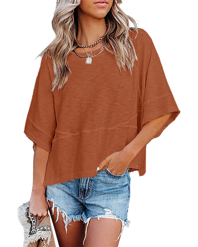 Quenny Top Donna – T-shirt oversize, rękawy nietoperz i casualowa bluzka z okrągłym dekoltem