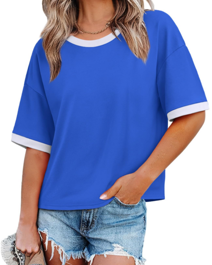 Ilara Damen-T-Shirt – Oversize Color Block, Rundhalsausschnitt & lässiger Loose Fit Top