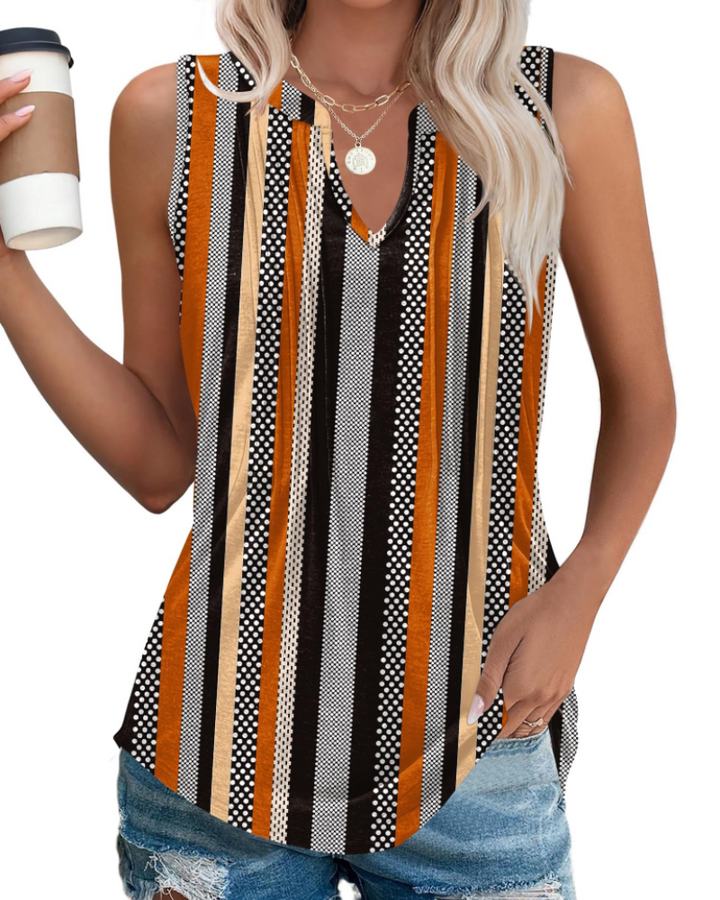 Willow Top Donna – V Λαιμόκοψη, Αμάνικο & Πλισέ Casual Μπλούζα