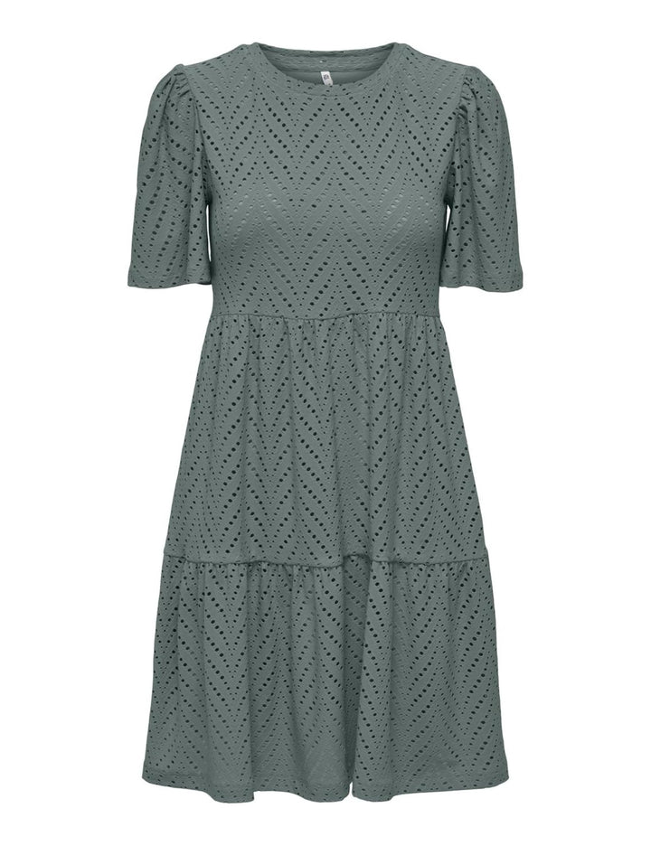 Althea Vestito Mini Donna – Maniche Corte, Motivo Traforato & A-Line Estivo