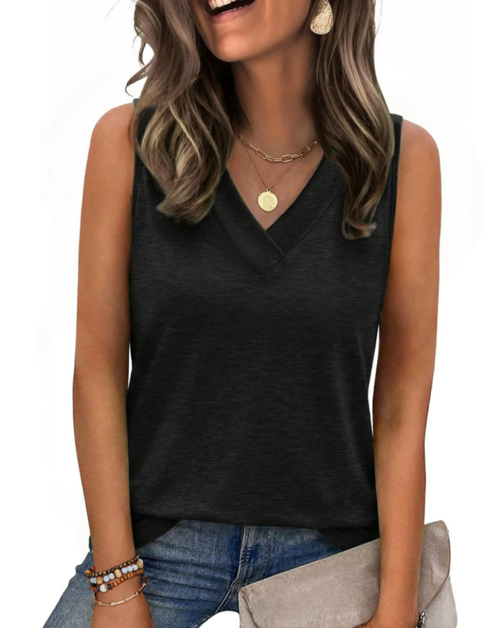 Trina Top Donna – Débardeur Col V, Coupe Ample & Blouse Casual Élégante d'Été