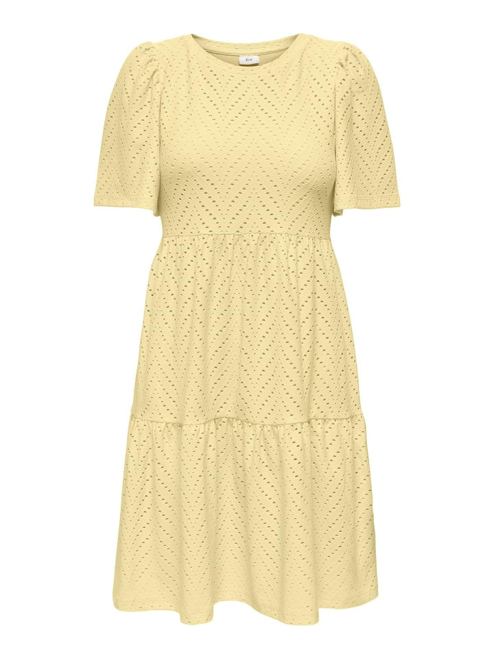 Althea Vestito Mini Donna – Maniche Corte, Motivo Traforato & A-Line Estivo