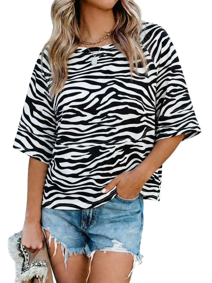 Quenny Top Donna – T-shirt oversize, rękawy nietoperz i casualowa bluzka z okrągłym dekoltem