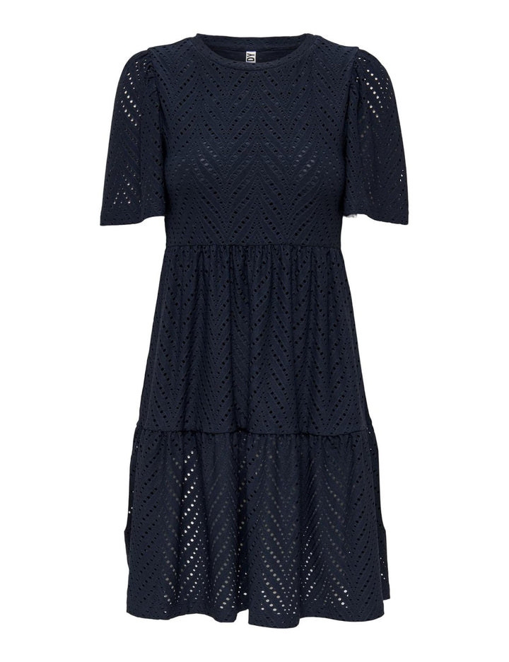 Althea Vestito Mini Donna – Maniche Corte, Motivo Traforato & A-Line Estivo