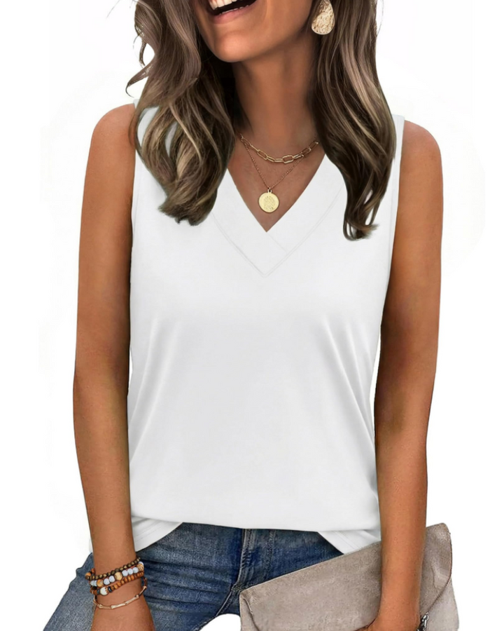 Trina Top Donna – Débardeur Col V, Coupe Ample & Blouse Casual Élégante d'Été