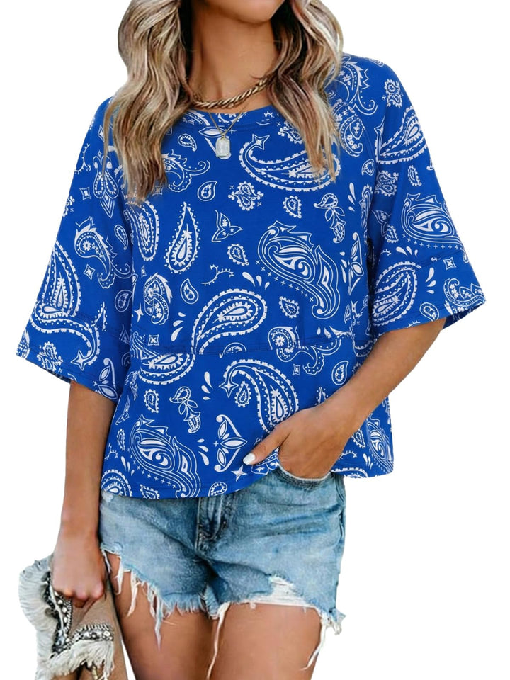 Quenny Top Donna – T-shirt oversize, rękawy nietoperz i casualowa bluzka z okrągłym dekoltem