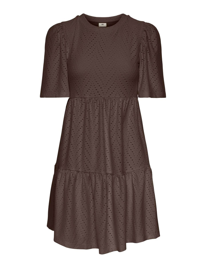 Althea Vestito Mini Donna – Maniche Corte, Motivo Traforato & A-Line Estivo