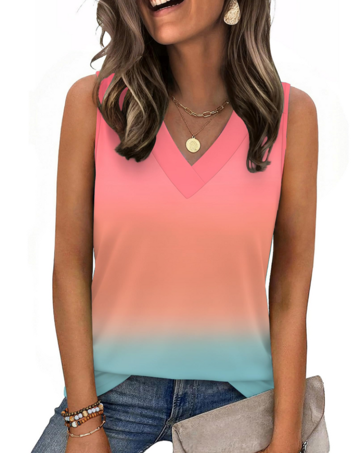 Trina Top Donna – Débardeur Col V, Coupe Ample & Blouse Casual Élégante d'Été