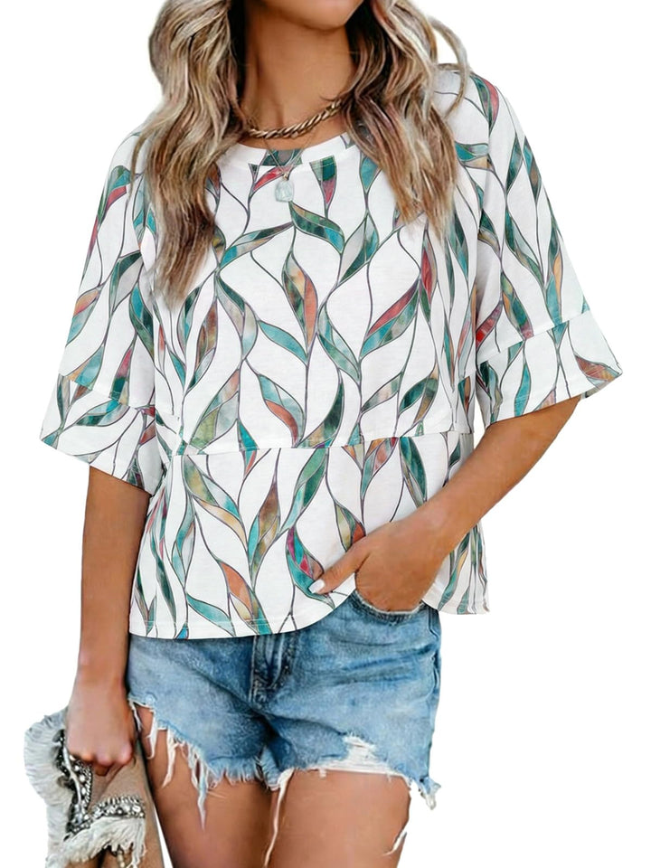 Quenny Top Donna – T-shirt oversize, rękawy nietoperz i casualowa bluzka z okrągłym dekoltem