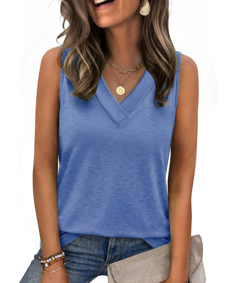 Trina Top Donna – Débardeur Col V, Coupe Ample & Blouse Casual Élégante d'Été