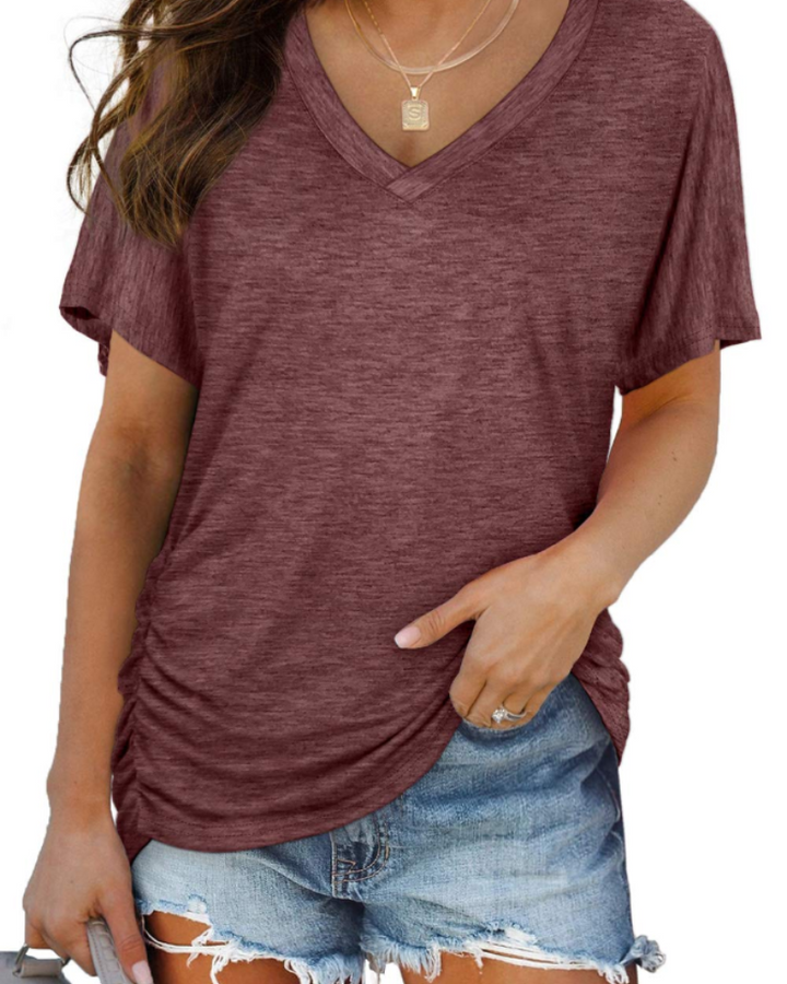 Venya Top Donna – Scollo a V, Maniche Dolman & T-Shirt Casual con Drappeggio Laterale