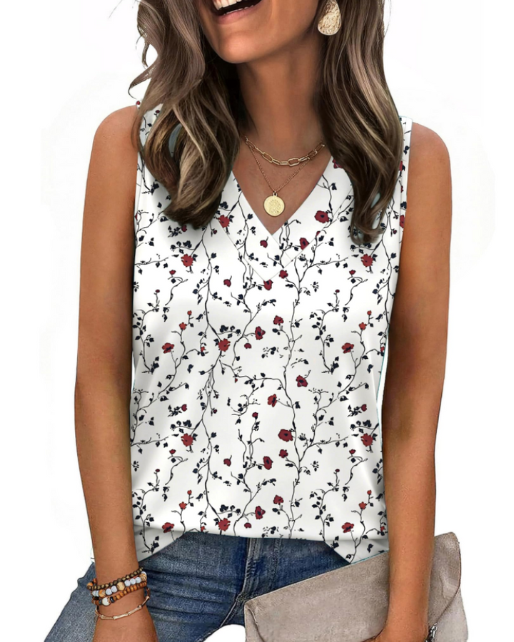 Trina Top Donna – Débardeur Col V, Coupe Ample & Blouse Casual Élégante d'Été