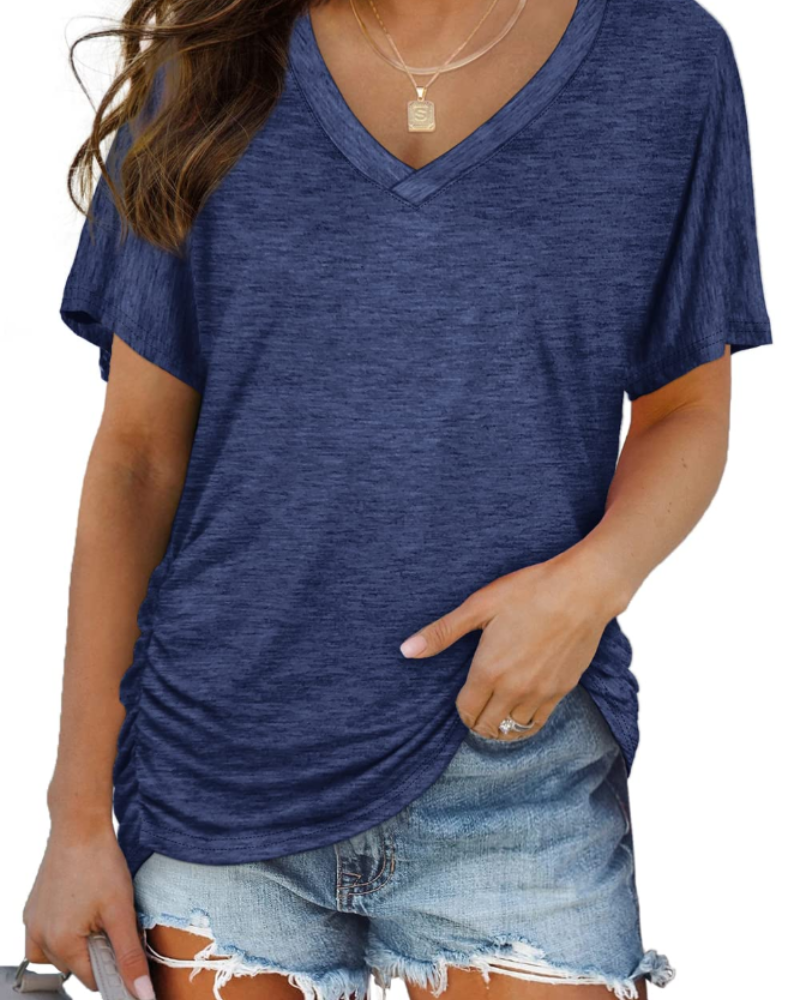 Venya Top Donna – Scollo a V, Maniche Dolman & T-Shirt Casual con Drappeggio Laterale