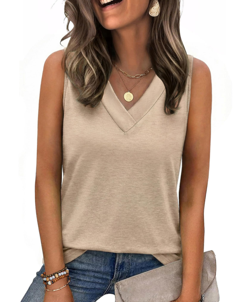 Trina Top Donna – Débardeur Col V, Coupe Ample & Blouse Casual Élégante d'Été