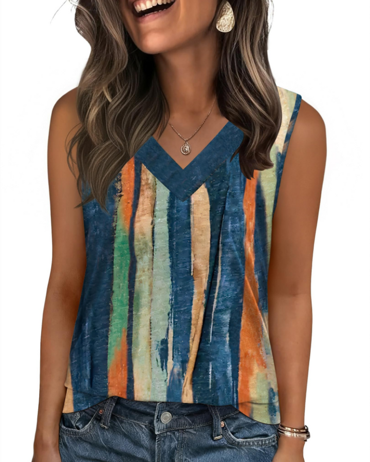 Trina Top Donna – Débardeur Col V, Coupe Ample & Blouse Casual Élégante d'Été