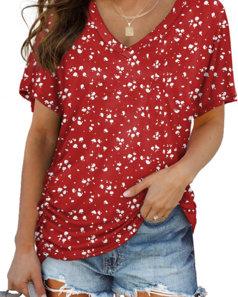 Venya Top Donna – Scollo a V, Maniche Dolman & T-Shirt Casual con Drappeggio Laterale