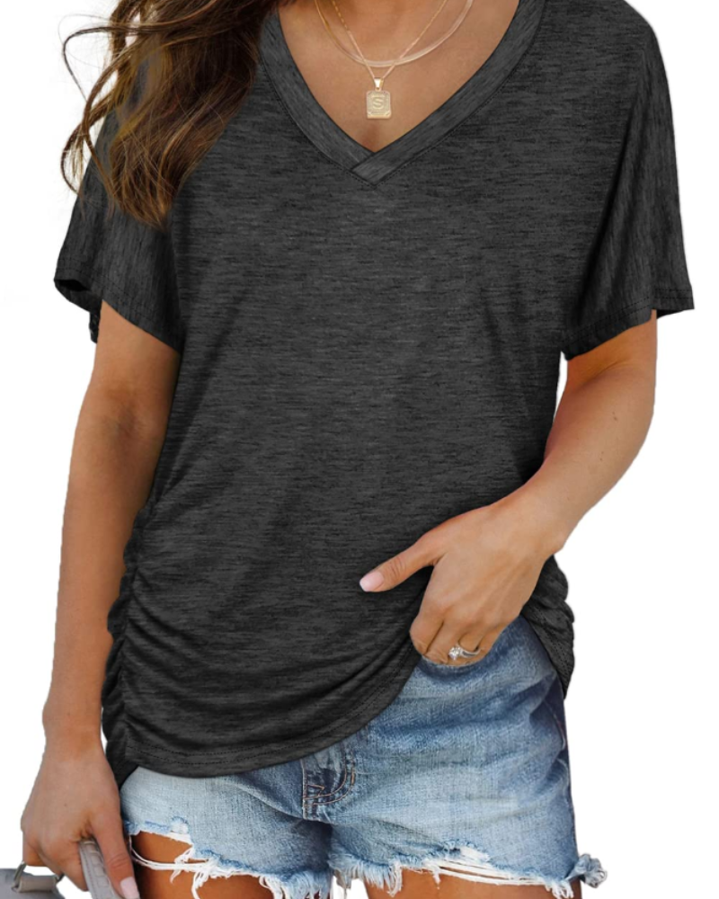 Venya Top Donna – Scollo a V, Maniche Dolman & T-Shirt Casual con Drappeggio Laterale