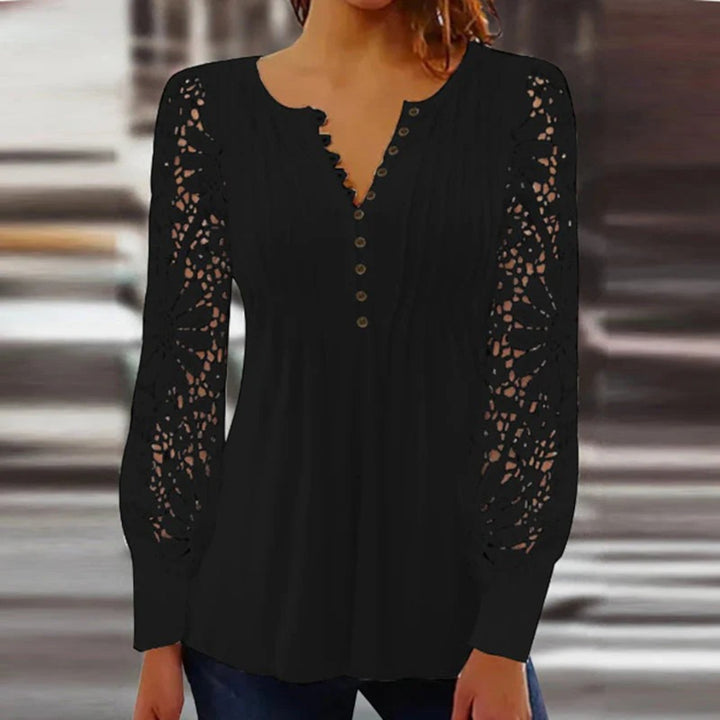 Bluza elegantă cu decolteu în V pentru femei | Mâneci lungi