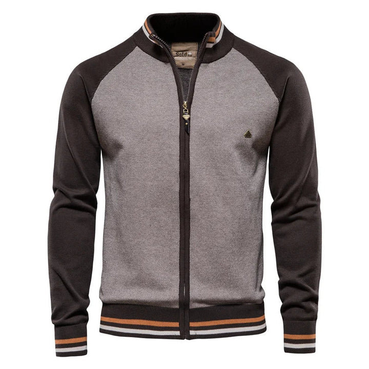 Rico Cardigan Uomo Zip – Gilet Sportivo Retro in Cotone con Maniche a Contrasto