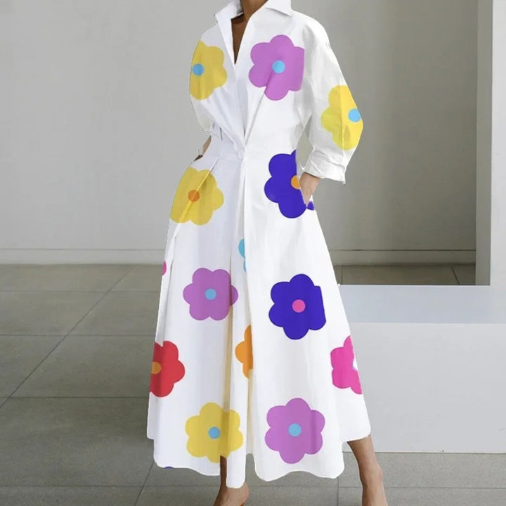 Anouk | Rochie Cămașă Florală cu Decolteu în V pentru Femei | Midi