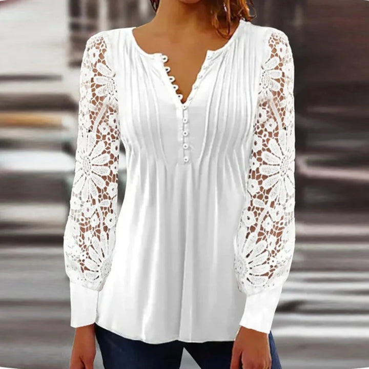 Bluza elegantă cu decolteu în V pentru femei | Mâneci lungi
