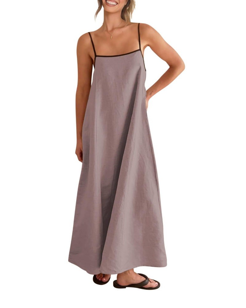 Shania Rochie Maxi pentru Femei – In cu Bretele, Spate Decupat & Rochie Estivală Casual Elegantă