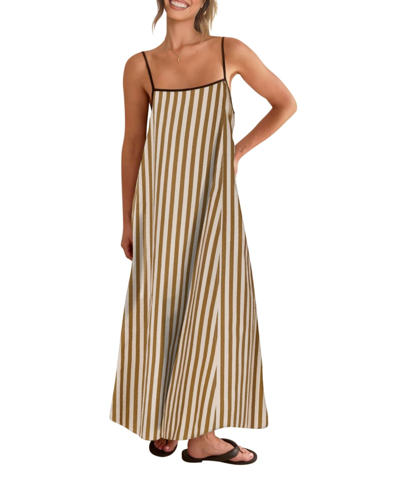 Shania Rochie Maxi pentru Femei – In cu Bretele, Spate Decupat & Rochie Estivală Casual Elegantă