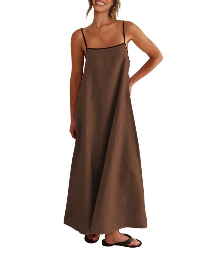 Shania Rochie Maxi pentru Femei – In cu Bretele, Spate Decupat & Rochie Estivală Casual Elegantă