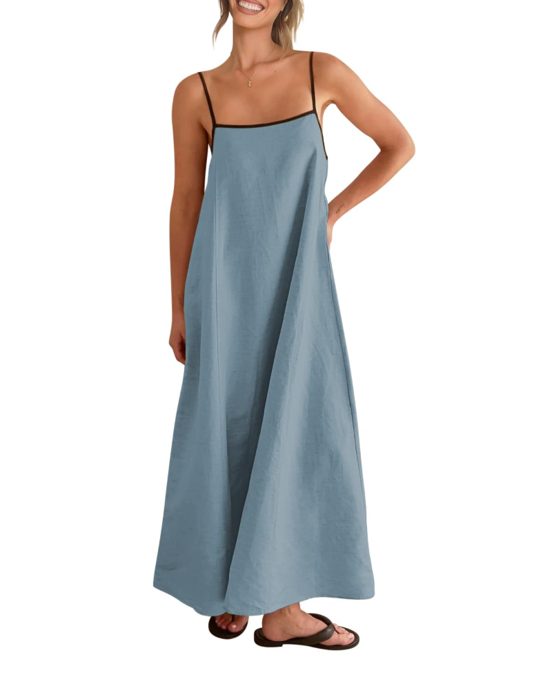 Shania Rochie Maxi pentru Femei – In cu Bretele, Spate Decupat & Rochie Estivală Casual Elegantă
