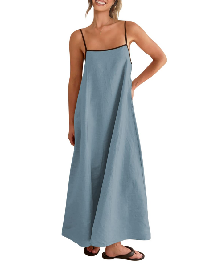 Shania Rochie Maxi pentru Femei – In cu Bretele, Spate Decupat & Rochie Estivală Casual Elegantă