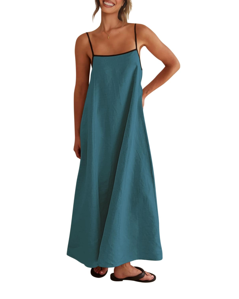 Shania Rochie Maxi pentru Femei – In cu Bretele, Spate Decupat & Rochie Estivală Casual Elegantă