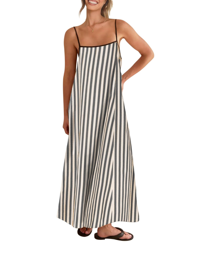 Shania Rochie Maxi pentru Femei – In cu Bretele, Spate Decupat & Rochie Estivală Casual Elegantă