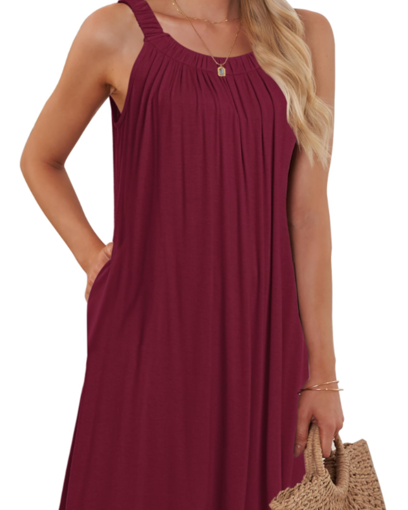 Sherine Damen-Sommerkleid – Neckholder, Ärmellos & Mini-Kleid mit Taschen