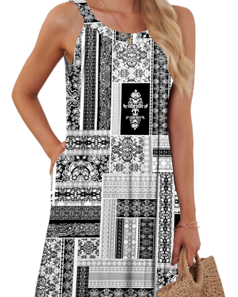 Sherine Damen-Sommerkleid – Neckholder, Ärmellos & Mini-Kleid mit Taschen