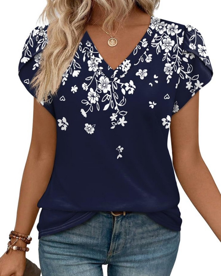 Skylar Blusa Donna Elegante – Scollo a V, Maniche Petalo con Pizzo & Top Casual Chic