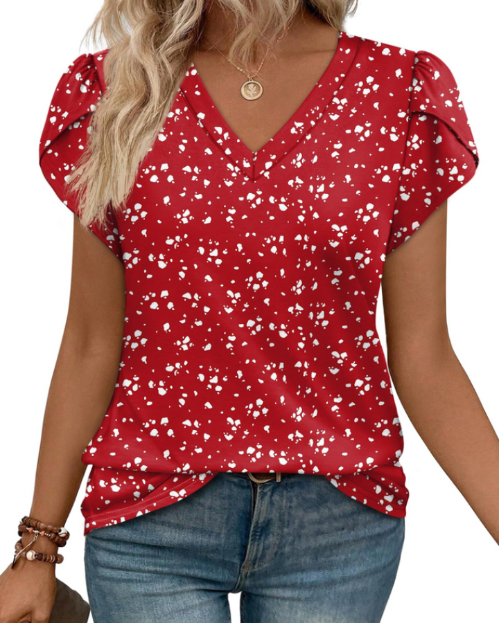 Skylar Blusa Donna Elegante – Scollo a V, Maniche Petalo con Pizzo & Top Casual Chic