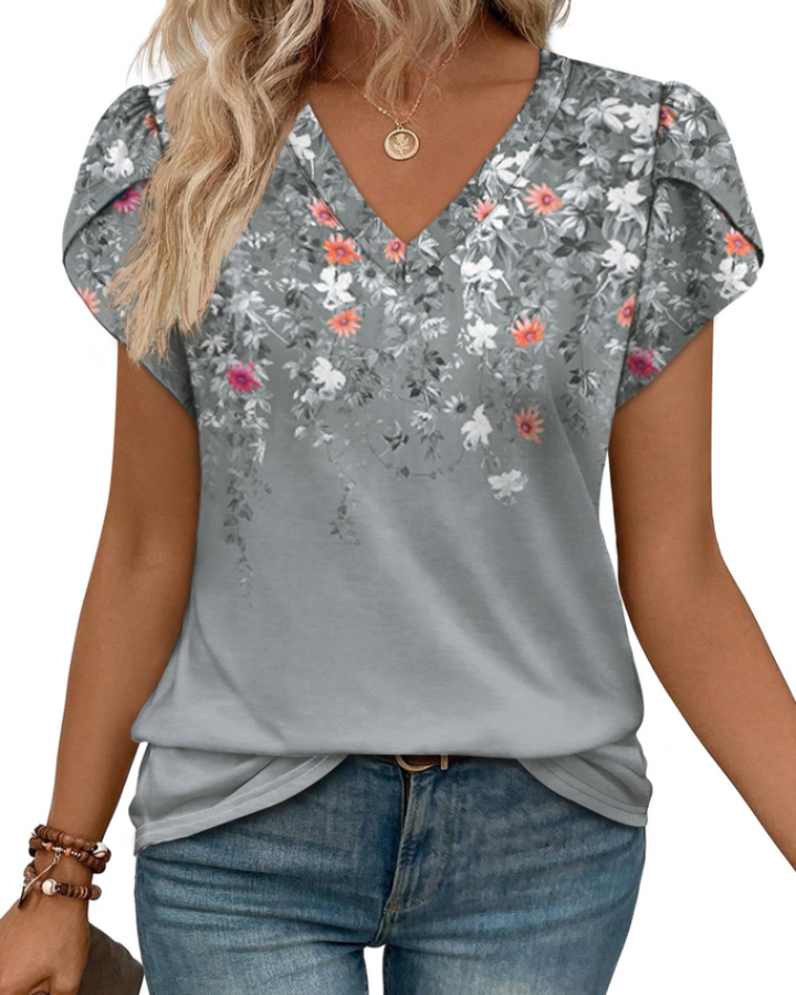 Skylar Blusa Donna Elegante – Scollo a V, Maniche Petalo con Pizzo & Top Casual Chic