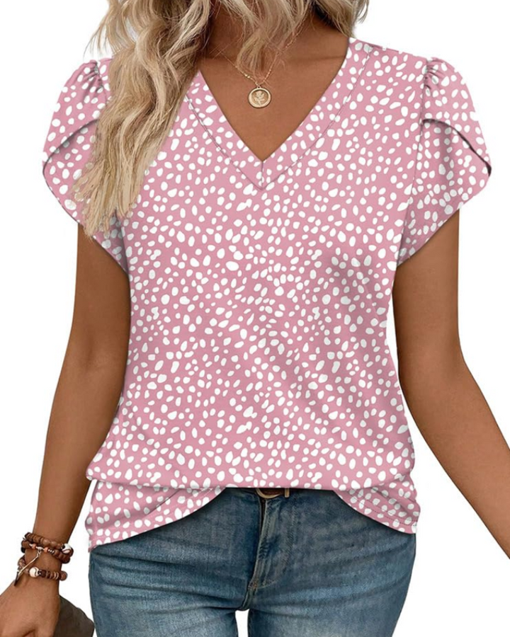 Skylar Blusa Donna Elegante – Scollo a V, Maniche Petalo con Pizzo & Top Casual Chic