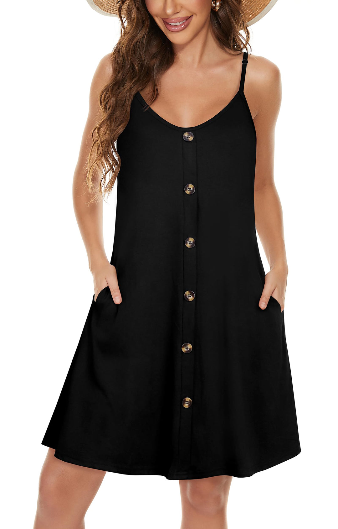Veloura Vestito Estivo Donna – Spalline Sottili Regolabili, Scollo a V & Tasche Casual