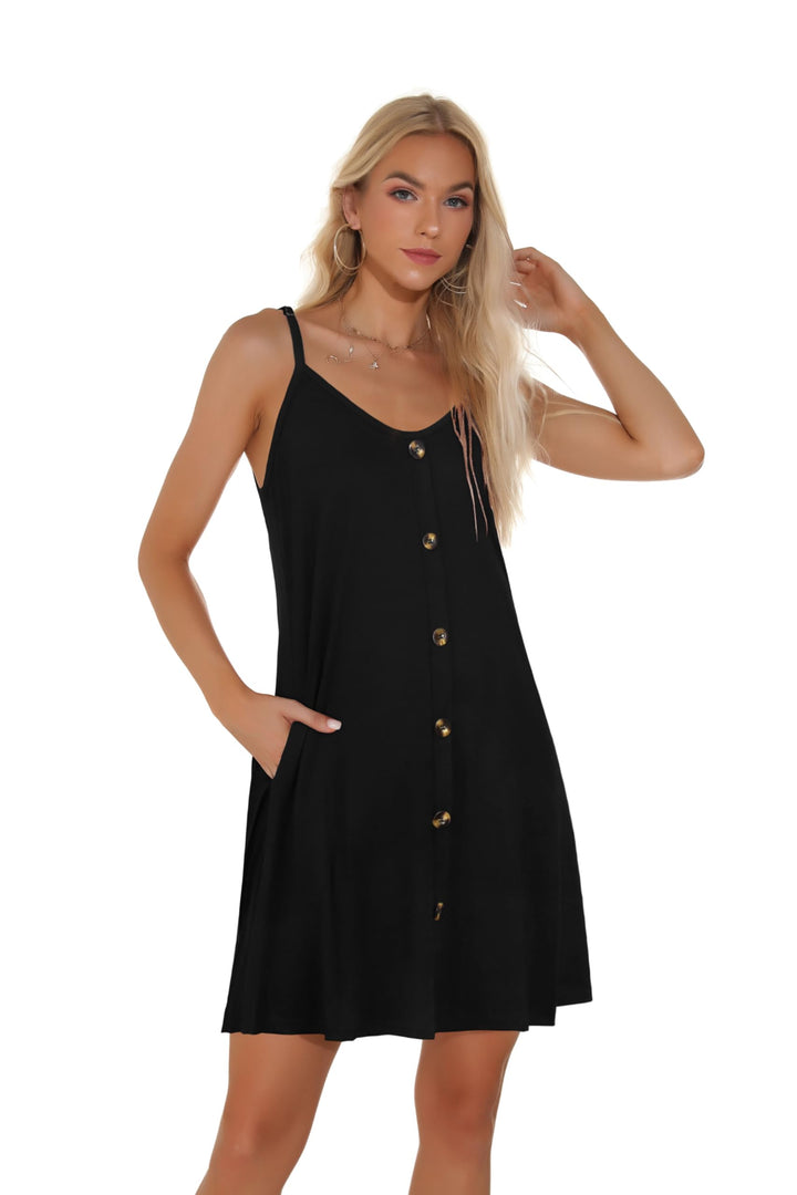 Veloura Vestito Estivo Donna – Spalline Sottili Regolabili, Scollo a V & Tasche Casual