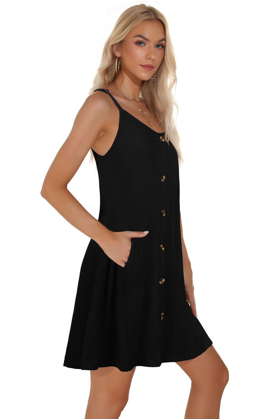 Veloura Vestito Estivo Donna – Spalline Sottili Regolabili, Scollo a V & Tasche Casual