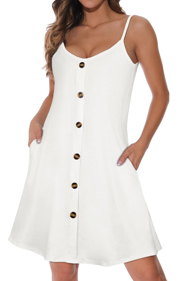 Veloura Vestito Estivo Donna – Spalline Sottili Regolabili, Scollo a V & Tasche Casual