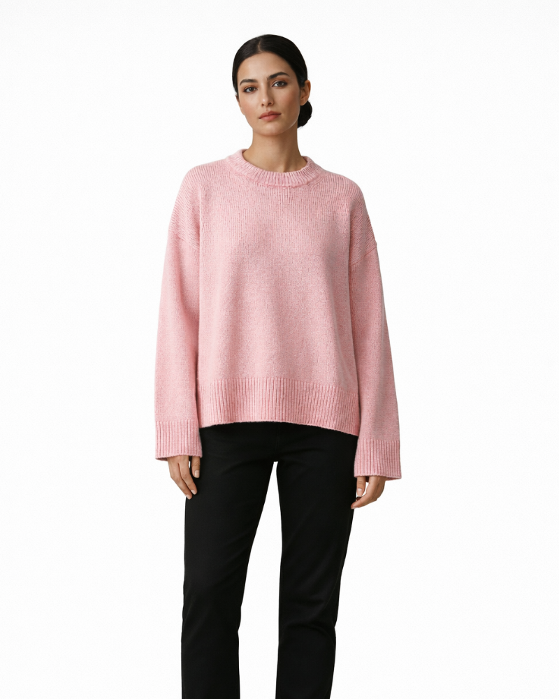 Serena Pulover Oversize Damă Roz – Pulover Moale Casual Croială Lejeră