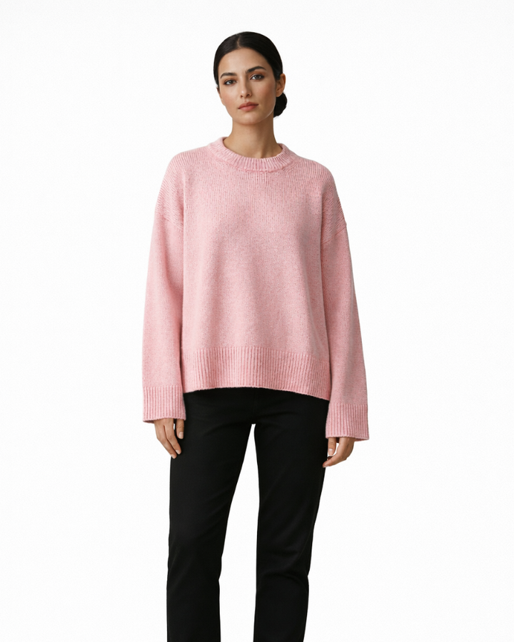 Serena Pulover Oversize Damă Roz – Pulover Moale Casual Croială Lejeră
