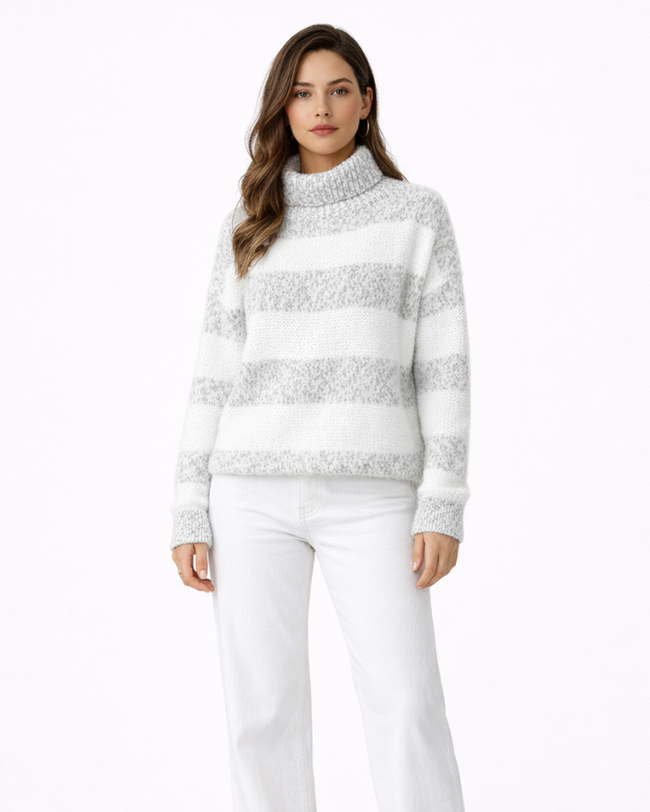 Victoria Maglione Donna Dolcevita – Pulover moale cu dungi elegante casual pentru iarnă
