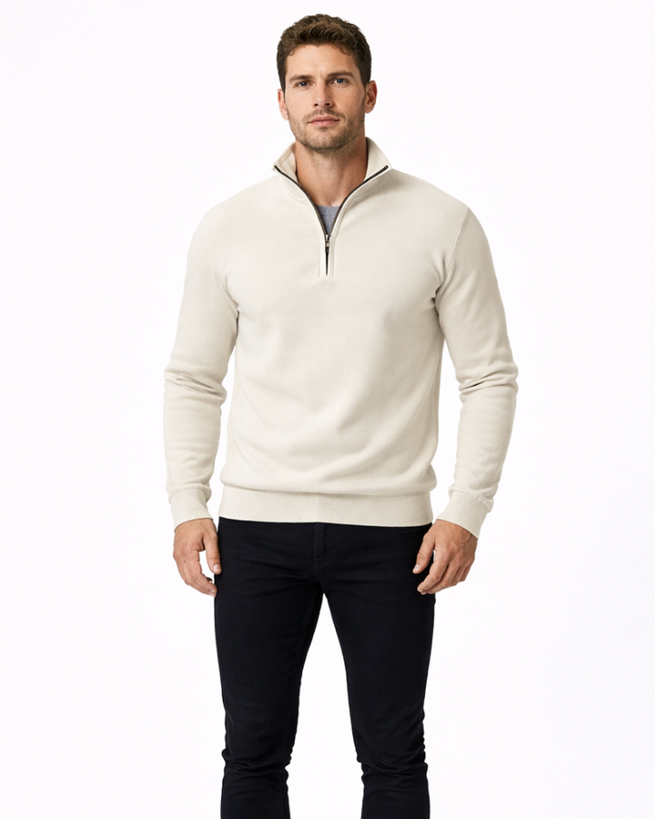 Dominic Maglione Bărbați Mezza Zip – Pulover Elegant Slim Fit Stil Modern